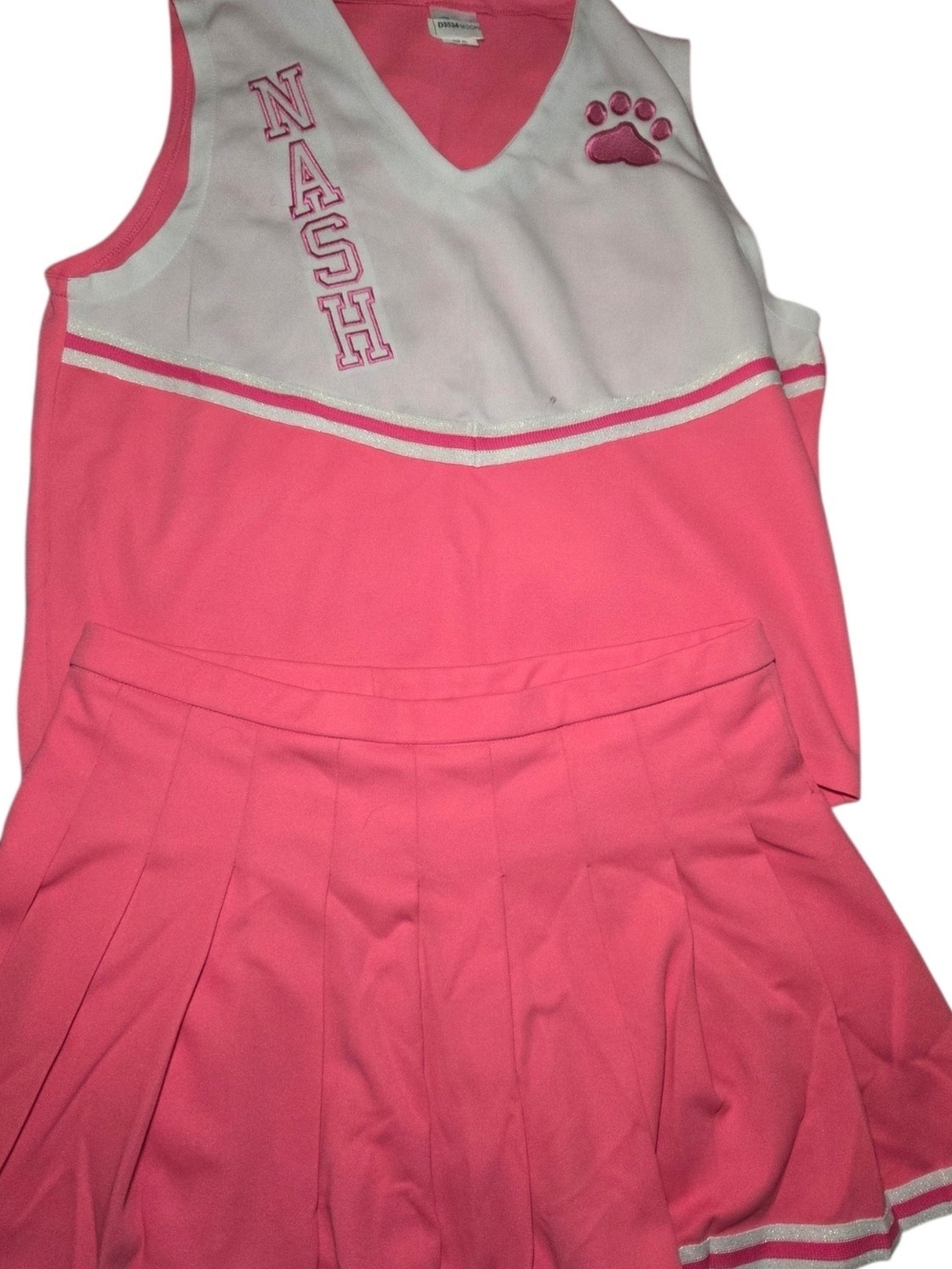 Halloween Adult Pink & White  Cheerleading Uniform Set Size 2XL